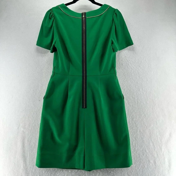 Phoebe Couture Dress Size 6 Shift Mini Scoop Neck Short Sleeve Pleated Green - Picture 2 of 12